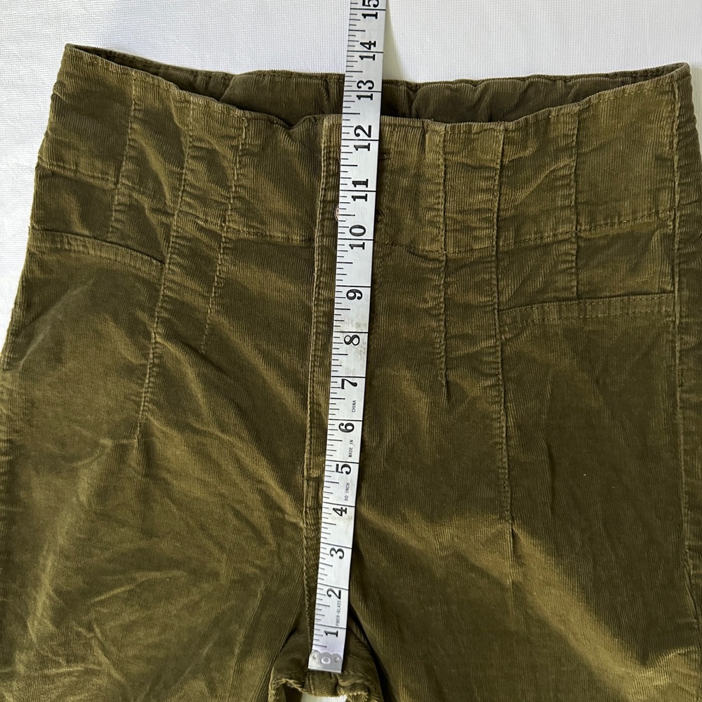 Free People We The Free Corduroy Flare Pants 30 Olive Green High Rise Boho Retro - Picture 7 of 12